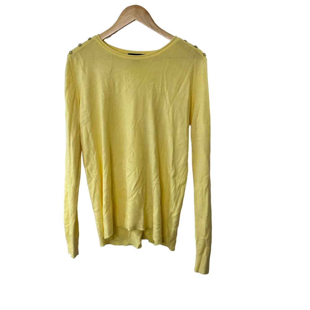 ATMOSPHERE Sunshine Yellow Light Weight Sweater Shoulder Buttons Women's 12